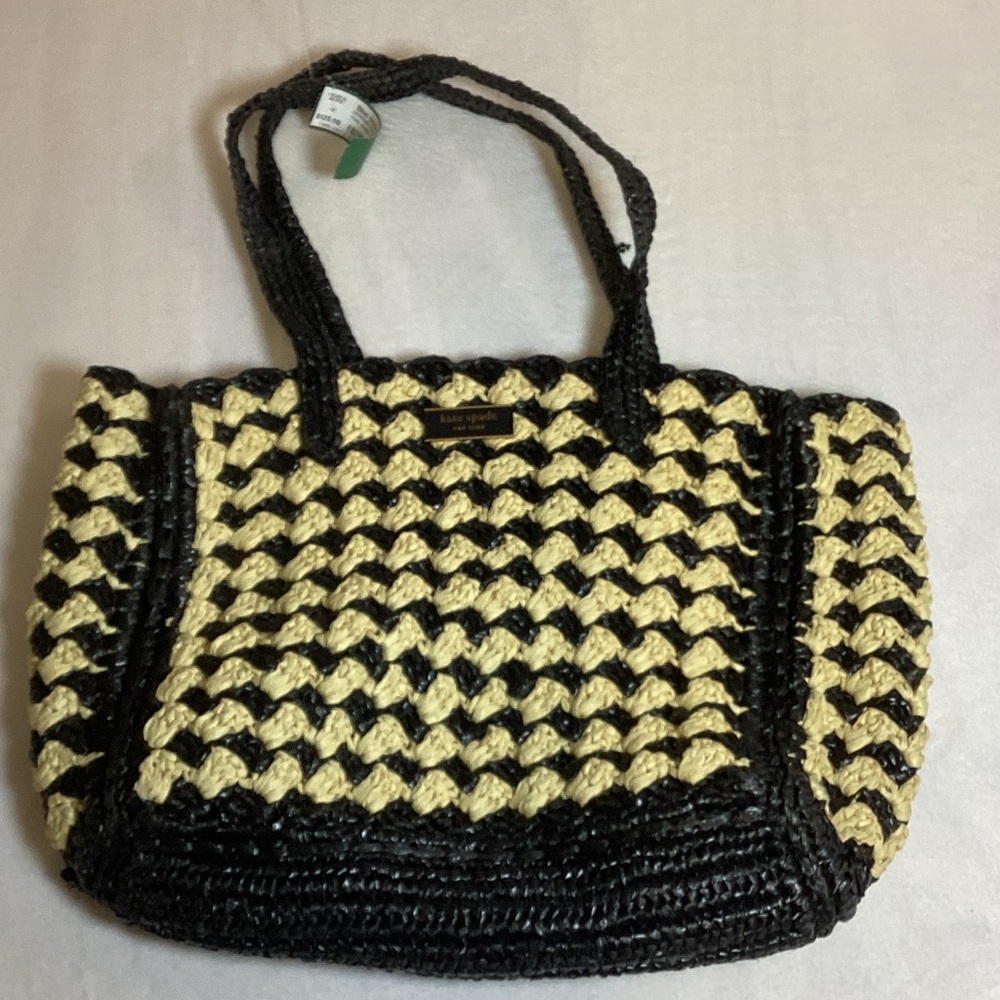 Kate Spade Black and Cream Woven Tote